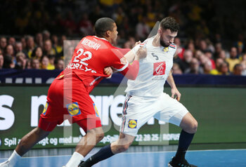 29/01/2023 - Ludovic Fabregas of France, Mads Mensah Larsen of Denmark during the IHF Men's World Championship 2023, Final Handball match between France and Denmark on January 29, 2023 at Tele2 Arena in Stockholm, Sweden - HANDBALL - IHF MEN'S WORLD CHAMPIONSHIP 2023 - FINAL - FRANCE V DENMARK - PALLAMANO - ALTRO