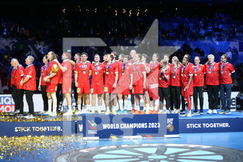 29/01/2023 - Team Denmark World Champion during the IHF Men's World Championship 2023, Final Handball match between France and Denmark on January 29, 2023 at Tele2 Arena in Stockholm, Sweden - HANDBALL - IHF MEN'S WORLD CHAMPIONSHIP 2023 - FINAL - FRANCE V DENMARK - PALLAMANO - ALTRO
