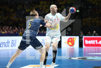 29/01/2023 - Joan Canellas Reixach of Spain and Max Darj of Sweden during the IHF Men's World Championship 2023, Placement matches 3-4, Handball match between Sweden and Spain on January 29, 2023 at Tele2 Arena in Stockholm, Sweden - HANDBALL - IHF MEN'S WORLD CHAMPIONSHIP 2023 - SWEDEN V SPAIN - PALLAMANO - ALTRO