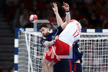 08/03/2023 - Nicolas Tournat of France and Andrzej Widomski of Poland during the Men's EHF Euro 2024, Qualifiers Handball match between Poland and France on March 8, 2023 at ERGO Arena in Gdansk, Poland - HANDBALL - MEN'S EHF EURO 2024 - QUALIFIERS - POLAND V FRANCE - PALLAMANO - ALTRO