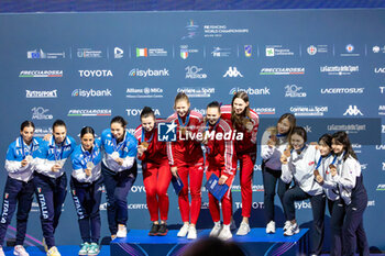 2023-07-28 - Full women's podium, Italy, Poland and Korea - FIE SENIOR FENCING WORLD CHAMPIONSHIPS - DAY7 - FENCING - OTHER SPORTS