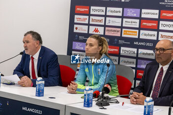 2023-07-28 - Press Conference with Olga Karlan (UKR) for her ammission in the team competition after the black card - FIE SENIOR FENCING WORLD CHAMPIONSHIPS - DAY7 - FENCING - OTHER SPORTS