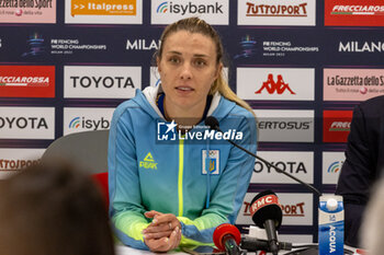 2023-07-28 - Press Conference with Olga Karlan (UKR) for her ammission in the team competition after the black card - FIE SENIOR FENCING WORLD CHAMPIONSHIPS - DAY7 - FENCING - OTHER SPORTS