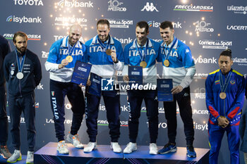 2023-07-29 - Team Italy, 
Di Veroli Davide, Vismara Federico, Cimini Gabriele, Santarelli Andrea - FIE SENIOR FENCING WORLD CHAMPIONSHIPS - DAY8 - FENCING - OTHER SPORTS