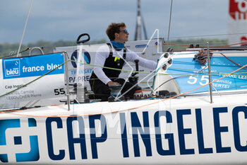 2023-05-02 - Pierre Leboucher ( Cap Ingelec ) during the start of the Transat Paprec 2023, Figaro Bénéteau Class, transatlantic race in mixed doubles between Concarneau and Saint-Barthelemy (French Antilles islands) on April 30, 2023 in Concarneau, France - SAILING - TRANSAT PAPREC 2023 - SAILING - OTHER SPORTS