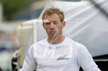 2023-05-08 - Thomas Ruyant, FOR PEOPLE during the start of the Guyader Bermudes 1000 Race 2023, IMOCA Globe Series sailing race on May 7, 2023 in Brest, France - SAILING - GUYADER BERMUDES 1000 RACE 2023 - SAILING - OTHER SPORTS