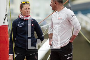 2023-05-08 - Samantha Davies, Initiatives Coeur during the start of the Guyader Bermudes 1000 Race 2023, IMOCA Globe Series sailing race on May 7, 2023 in Brest, France - SAILING - GUYADER BERMUDES 1000 RACE 2023 - SAILING - OTHER SPORTS