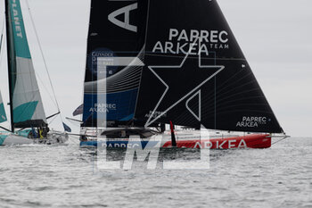 2023-05-08 - Yoann Richomme and Yann Eliès, Paprec Arkéa during the start of the Guyader Bermudes 1000 Race 2023, IMOCA Globe Series sailing race on May 7, 2023 in Brest, France - SAILING - GUYADER BERMUDES 1000 RACE 2023 - SAILING - OTHER SPORTS