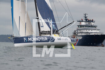 2023-05-08 - Benjamin Ferré and Pierre Le Roy, Monnoyeur - Duo for a Job during the start of the Guyader Bermudes 1000 Race 2023, IMOCA Globe Series sailing race on May 7, 2023 in Brest, France - SAILING - GUYADER BERMUDES 1000 RACE 2023 - SAILING - OTHER SPORTS