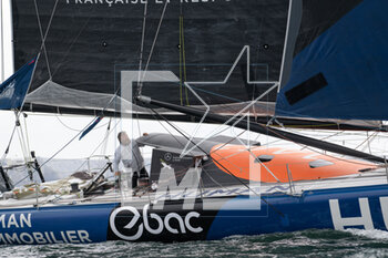 2023-05-08 - Antoine Cornic and Jean Charles Luro, Human Immobilier during the start of the Guyader Bermudes 1000 Race 2023, IMOCA Globe Series sailing race on May 7, 2023 in Brest, France - SAILING - GUYADER BERMUDES 1000 RACE 2023 - SAILING - OTHER SPORTS