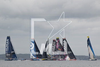 2023-05-08 - Fleet illustration during the start of the Guyader Bermudes 1000 Race 2023, IMOCA Globe Series sailing race on May 7, 2023 in Brest, France - SAILING - GUYADER BERMUDES 1000 RACE 2023 - SAILING - OTHER SPORTS