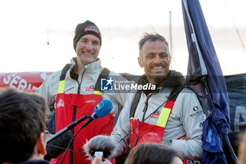 2023-05-11 - Jérémie Beyou and Franck Cammas, Charal, 2nd place during the Guyader Bermudes 1000 Race 2023, IMOCA Globe Series sailing race on May 11, 2023 in Brest, France - SAILING - GUYADER BERMUDES 1000 RACE 2023 - SAILING - OTHER SPORTS