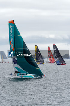 2023-05-07 - Sam Goodchild and Antoine Koch, For the Planet during the start of the Guyader Bermudes 1000 Race 2023, IMOCA Globe Series sailing race on May 7, 2023 in Brest, France - SAILING - GUYADER BERMUDES 1000 RACE 2023 - SAILING - OTHER SPORTS