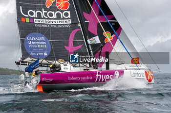 2023-05-05 - Louis Duc and Halvard Mabire, Fives Group – Lantana Environnement during the Pom'Potes Challenge, speed runs in Brest harbor during the Guyader Bermudes 1000 Race 2023, IMOCA Globe Series sailing race on May 5, 2023 in Brest, France - SAILING - GUYADER BERMUDES 1000 RACE 2023 - SAILING - OTHER SPORTS