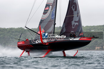 2023-05-05 - Jérémie Beyou and Franck Cammas, Charal during the Pom'Potes Challenge, speed runs in Brest harbor during the Guyader Bermudes 1000 Race 2023, IMOCA Globe Series sailing race on May 5, 2023 in Brest, France - SAILING - GUYADER BERMUDES 1000 RACE 2023 - SAILING - OTHER SPORTS