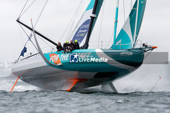 2023-05-05 - Sam Goodchild and Antoine Koch, For the Planet during the Pom'Potes Challenge, speed runs in Brest harbor during the Guyader Bermudes 1000 Race 2023, IMOCA Globe Series sailing race on May 5, 2023 in Brest, France - SAILING - GUYADER BERMUDES 1000 RACE 2023 - SAILING - OTHER SPORTS