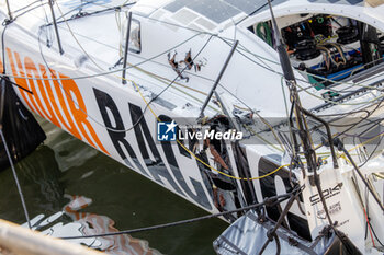 2023-06-15 - IMOCA, Team 11th Hour Racing after the accident with GUYOT environnement-Team Europe during the Ocean Race 2023 on June 15, 2023 in The Hague/Scheveningen, The Netherlands - SAILING - THE OCEAN RACE 2023 - THE HAGUE - SAILING - OTHER SPORTS