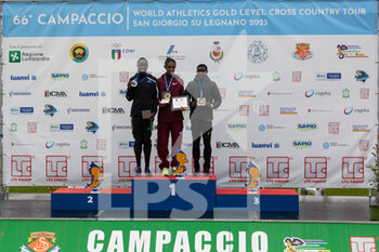 06/01/2023 - Senior women's podium: 1° Rahel Daniel (Eri), 2° Margaret Chelimo Kipkemboi (Eth), 3° Mirriam Chebet (Ken) - 66° CAMPACCIO WORLD CROSS COUNTRY - INTERNAZIONALI - ATLETICA