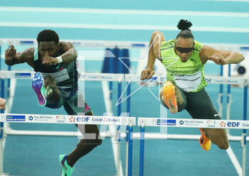 2023-02-15 - Just Kwaou-Mathey and Pascal Martinot-Lagarde of France, Men's 60 M Hurdles during the Meeting Hauts-de-France Pas-de-Calais Liévin 2023, World Athletics Indoor Tour on February 15, 2023 in Lievin, France - ATHLETICS - MEETING LIEVIN 2023 - INTERNATIONALS - ATHLETICS