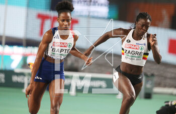 04/03/2023 - Laeticia Bapte of France, Anne Zagré of Belgium, Round 1, 60 m Hurdles Women during the European Athletics Indoor Championships 2023 on March 4, 2023 at Atakoy Arena in Istanbul, Turkey - ATHLETICS - EUROPEAN INDOOR CHAMPIONSHIPS - INTERNAZIONALI - ATLETICA