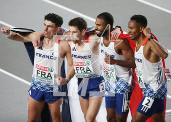 05/03/2023 - Gilles Biron, Téo Andant, Victor Coroller and Muhammad Abdallah Kounta of France, 4X400 m Men during the European Athletics Indoor Championships 2023 on March 5, 2023 at Atakoy Arena in Istanbul, Turkey - ATHLETICS - EUROPEAN INDOOR CHAMPIONSHIPS - INTERNAZIONALI - ATLETICA