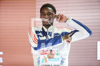 05/03/2023 - Just Kwaou-Mathey of France, 60m Hurdles Men Podium during the European Athletics Indoor Championships 2023 on March 2, 2023 at Atakoy Arena in Istanbul, Turkey - ATHLETICS - EUROPEAN INDOOR CHAMPIONSHIPS - INTERNAZIONALI - ATLETICA