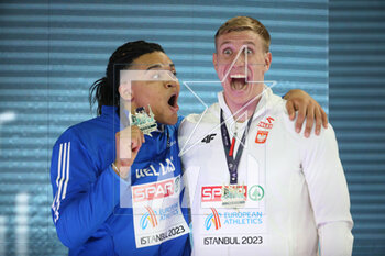 05/03/2023 - Emmanouil Karalis of Greece Silver medal, Piotr Lisek of Poland Silver medal, Podium Pole Vault Men during the European Athletics Indoor Championships 2023 on March 5, 2023 at Atakoy Arena in Istanbul, Turkey - ATHLETICS - EUROPEAN INDOOR CHAMPIONSHIPS - INTERNAZIONALI - ATLETICA