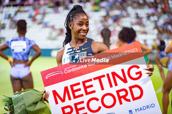 2023-07-22 - Shelly-Ann FRASER-PRYCE after winning the womens 100 metres sprint race during the 
WACT/Europe Silver Athletics Meeting celebrated in Madrid, Spain at Vallehermoso stadium on Saturday 22 July 2023 - WACT EUROPE SILVER MEETING - INTERNATIONALS - ATHLETICS