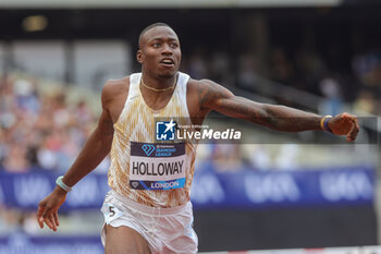 2023-07-23 - Grant HOLLOWAY of the United States wins the Men's 110m Hurdles during the London Athletics Meet, Wanda Diamond League meeting on 23 July 2023 at the London Stadium in London, England - ATHLETICS - DIAMOND LEAGUE 2023 - LONDON - INTERNATIONALS - ATHLETICS
