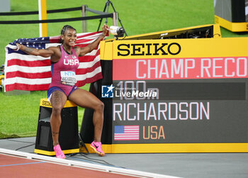 2023-08-21 - Sha'Carri Richardson of USA Gold medal, Women's 100 M during the World Athletics Championships 2023 on August 21, 2023 at Nemzeti Atletikai Kozpont in Budapest, Hungary - ATHLETICS - WORLD ATHLETICS CHAMPIONSHIPS 2023 - INTERNATIONALS - ATHLETICS
