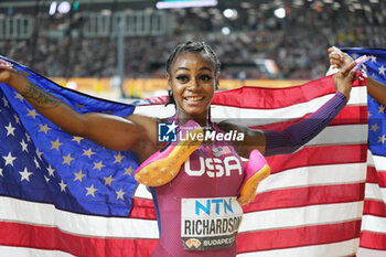 2023-08-25 - Sha'Carri Richardson (USA) Bronze medal, Women's 200 M during the World Athletics Championships 2023 on August 25, 2023 at Nemzeti Atletikai Kozpont in Budapest, Hungary - ATHLETICS - WORLD ATHLETICS CHAMPIONSHIPS 2023 - INTERNATIONALS - ATHLETICS
