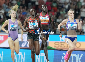 2023-08-27 - Mary Moraa (KEN) Gold medal, Athing Mu (USA) Bronze medal, Keely Hodgkinson (GBR) Silver medal, Women's 800 M during the World Athletics Championships 2023 on August 27, 2023 at Nemzeti Atletikai Kozpont in Budapest, Hungary - ATHLETICS - WORLD ATHLETICS CHAMPIONSHIPS 2023 - INTERNATIONALS - ATHLETICS