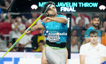 2023-08-27 - Neeraj Chopra (IND) Gold medal, Men's Javelin Throw during the World Athletics Championships 2023 on August 27, 2023 at Nemzeti Atletikai Kozpont in Budapest, Hungary - ATHLETICS - WORLD ATHLETICS CHAMPIONSHIPS 2023 - INTERNATIONALS - ATHLETICS
