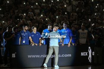 2023-08-04 - Retirement ceremony of Greek ex basketball player NICK GALIS with THANASIS ANTETOKOUNMPO of Greece before the International Friendly match between Greece and Slovenia at OAKA Stadium on August 4, 2023, in
Athens, Greece. - GREECE VS SLOVENIA - FRIENDLY MATCH - BASKETBALL