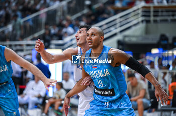 2023-08-04 - 44 NTINOS MITOGLOU of Greece with 19 JORDAN MORGAN of Slovenia during the International Friendly
match between Greece and Slovenia at OAKA Stadium on August 4, 2023, in
Athens, Greece. - GREECE VS SLOVENIA - FRIENDLY MATCH - BASKETBALL