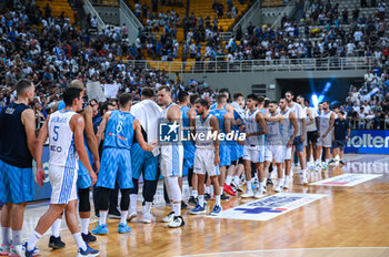 2023-08-04 - Both teams after the International Friendly 
match between Greece and Slovenia at OAKA Stadium on August 4, 2023, in
Athens, Greece. - GREECE VS SLOVENIA - FRIENDLY MATCH - BASKETBALL