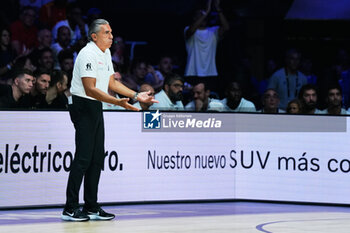 2023-08-13 - Sergio Scariolo, head coach of Spain during City of Malaga Tournament for the Centenary of the FEB, Friendly basketball match between Spain and United States on August 13, 2023 at Palacio de Deportes Jose Maria Martin Carpena in Malaga, Spain - BASKETBALL - FRIENDLY GAME - SPAIN V UNITED STATES - FRIENDLY MATCH - BASKETBALL