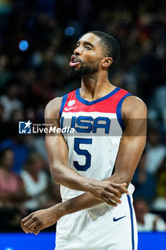 2023-08-13 - Mikal Bridges of USA during City of Malaga Tournament for the Centenary of the FEB, Friendly basketball match between Spain and United States on August 13, 2023 at Palacio de Deportes Jose Maria Martin Carpena in Malaga, Spain - BASKETBALL - FRIENDLY GAME - SPAIN V UNITED STATES - FRIENDLY MATCH - BASKETBALL