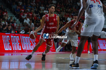 2023-09-13 - Davide Moretti #11 of Pallacanestro Varese OpenJobMetis seen in action during Friendly match new season between Pallacanestro Varese OpenJobMetis and SAM Basket Massagno at Itelyum Arena, Varese, Italy on September 13, 2023 - OPENJOBMETIS VARESE VS SAM BASKET MASSAGNO - FRIENDLY MATCH - BASKETBALL