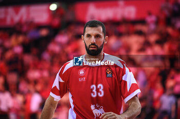 2023-09-17 - 33 Nikola Mirotic of Olimpia Milano during the friendly match between Olympiacos BC and Olimpia Milano after honoring Vassilis Spanoulis at Peace and Friendship Stadium on September 17, 2023, in Athens, Greece. - OLYMPIACOS BC HONORING VASSILIS SPANOULIS, FRIENDLY MATCH OLYMPIACOS VS OLIMPIA MILANO - FRIENDLY MATCH - BASKETBALL