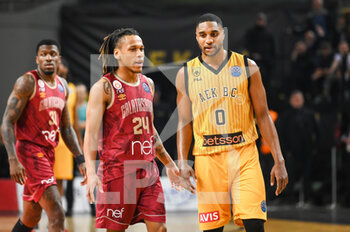15/03/2023 - 24 DARON RUSSELL of Galatasaray Nef  with 0 BRYNTON LEMAR of AEK BC during the Round of 16, match between AEK BC and Galatasaray Nef at Ano Liossia Olympic Hall on Wednesday 15 March 2023, in Athens, Greece. - AEK BC VS GALATASARAY NEF - CHAMPIONS LEAGUE - BASKET