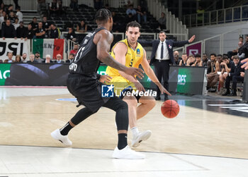 2023-10-18 - Ferran Bassas of Dreamland Gran Canaria Club de Baloncesto play the ball during the match between Dolomiti Trentino Energia and Dreamland Gran Canaria Club de Baloncesto, regular season of EuroCup BKT 2023/2024 tournament at il T Quotidiano Arena on October 18, 2023, Trento, Italy. - DOLOMITI TRENTINO ENERGIA VS DREAMLAND GRAN CANARIA - EUROCUP - BASKETBALL