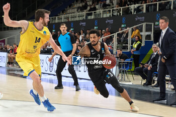 2023-10-18 - Prentiss Hubb of Dolomiti Trentino Energia afterwards by John Shurna of Dreamland Gran Canaria Club de Baloncesto during the match between Dolomiti Trentino Energia and Dreamland Gran Canaria Club de Baloncesto, regular season of EuroCup BKT 2023/2024 tournament at il T Quotidiano Arena on October 18, 2023, Trento, Italy. - DOLOMITI TRENTINO ENERGIA VS DREAMLAND GRAN CANARIA - EUROCUP - BASKETBALL