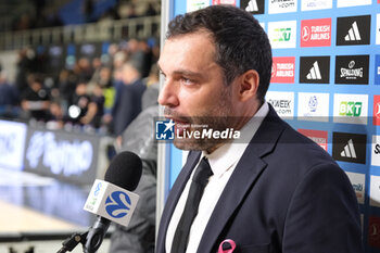 2023-10-18 - Paolo Galbiati head coach of Dolomiti Trentino Energia in an mixed zone after the match between Dolomiti Trentino Energia and Dreamland Gran Canaria Club de Baloncesto, regular season of EuroCup BKT 2023/2024 tournament at il T Quotidiano Arena on October 18, 2023, Trento, Italy. - DOLOMITI TRENTINO ENERGIA VS DREAMLAND GRAN CANARIA - EUROCUP - BASKETBALL
