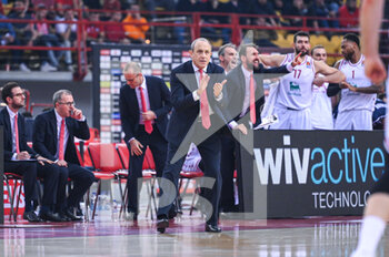 2023-01-06 - Head Coach ETTORE MESSINA of EA7 Emporio Armani Milan during the Euroleague, Round 17, match between Olympiacos Piraeus and EA7 Emporio Armani Milan at Peace And Friendship Stadium on January 6, 2023 in Athens, Greece. - OLYMPIACOS VS EA7 EMPORIO ARMANI - EUROLEAGUE - BASKETBALL