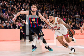 2023-02-24 - Mike James of AS Monaco in action against Tomas Satoransky of FC Barcelona during the Turkish Airlines EuroLeague basketball match between FC Barcelona and AS Monaco on February 24, 2023 at Palau Blaugrana in Barcelona, Spain - BASKETBALL - EUROLEAGUE - FC BARCELONA V AS MONACO - EUROLEAGUE - BASKETBALL