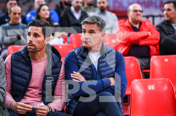 2023-03-07 - Coach MICHEL of FC Olympiacos Piraeus football club during the Euroleague, Round 27, match between Olympiacos Piraeus and FC Barcelona at Peace and Friendship Stadium on March 7, 2023, in Athens, Greece. - OLYMPIACOS PIRAEUS VS FC BARCELONA - EUROLEAGUE - BASKETBALL