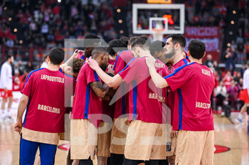 2023-03-07 - FC Barcelona players during the Euroleague, Round 27, match between Olympiacos Piraeus and FC Barcelona at Peace and Friendship Stadium on March 7, 2023, in Athens, Greece. - OLYMPIACOS PIRAEUS VS FC BARCELONA - EUROLEAGUE - BASKETBALL