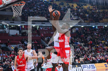 09/03/2023 - 10 MOUSTAPHA FALL of Olympiacos Piraeus during the Euroleague, Round 28, match between Olympiacos Piraeus and FC Bayern Munich at Peace and Friendship Stadium on March 9, 2023, in Athens, Greece. - OLYMPIACOS PIRAEUS VS FC BAYERN MUNICH - EUROLEAGUE - BASKET