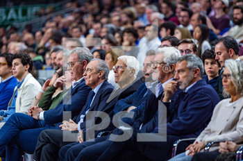 16/03/2023 - Florentino Perez, owner of Real Madrid, and Giorgio Armani, owner of EA7 Emporio Armani Olimpia Milano, during the basketball match between Real Madrid and EA7 Emporio Armani Olimpia Milano valid for the matchday 29 of the Euroleague played at Wizink Center in Madrid on Thursday 16 March 2023 - REAL MADRID VS EA7 EMPORIO ARMANI MILANO - EUROLEAGUE - BASKET